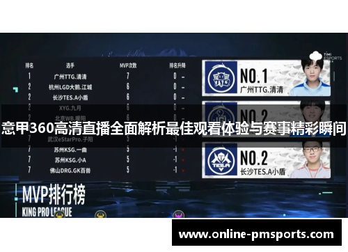 意甲360高清直播全面解析最佳观看体验与赛事精彩瞬间